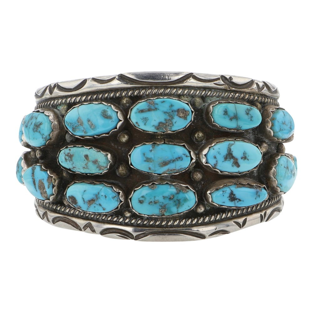 Vintage Navajo Kingman Turquoise Bracelet: Sterling Silver | Genuine Kingman Turquoise | Vintage Navajo Kingman Turquoise Bracelet | Navajo Native American Southwest Indian Jewelry | Good (no breaks or damages) | Approximate Weight: 81Grams | 