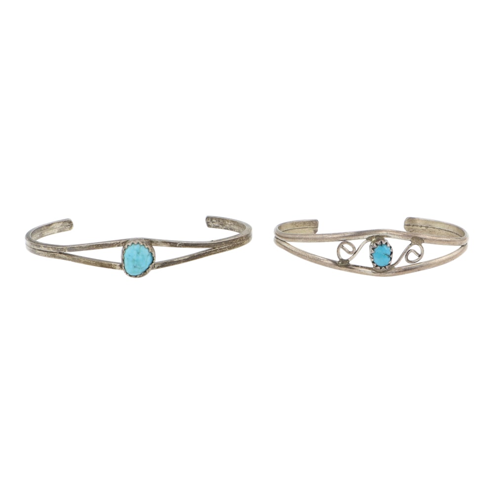 Lot of Two Baby Bracelets Navajo Kingman Turquoise Baby Bracelets Lot of Two (1 of 3)