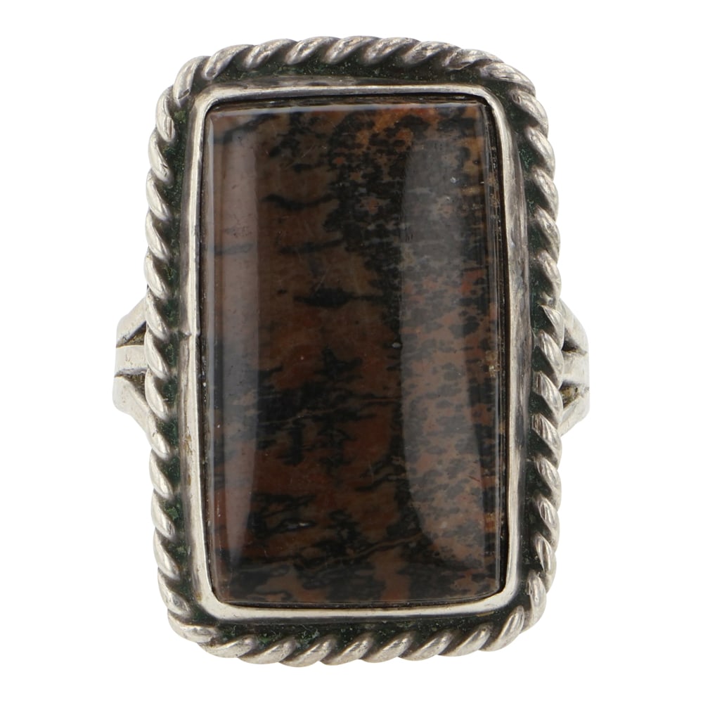 Vintage Navajo Jasper Ring: Sterling Silver | Genuine Jasper | Vintage Navajo Jasper Ring | Navajo Native American Southwest Indian Jewelry | Good (no breaks or damages) | Approximate Weight: 7 Grams | Ring: 7 size, 1" x .75" fa
