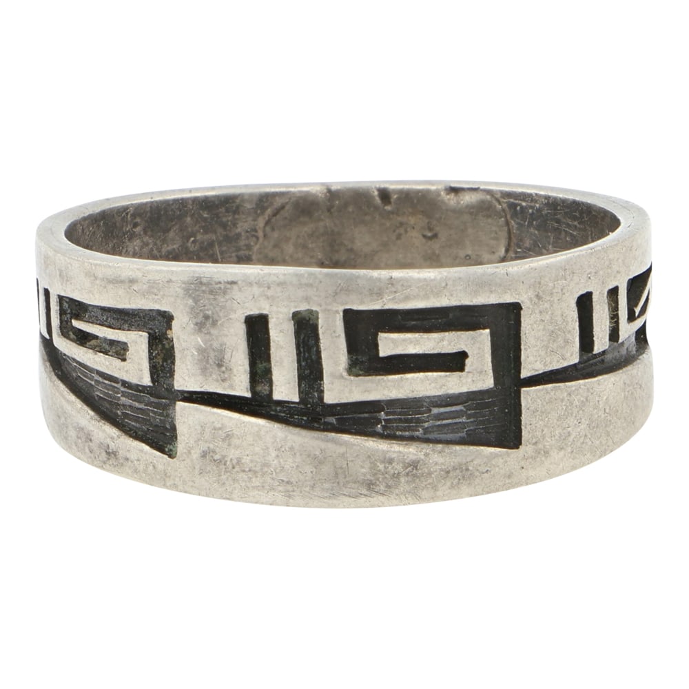 Cyrus Jostewa Jr. Hopi Plain Silver Ring: Sterling Silver | | Cyrus Jostewa Jr. Hopi Plain Silver Ring | Hopi Native American Southwest Indian Jewelry | Good (no breaks or damages) | Approximate Weight: 5 Grams | Ring: 11.5 size, .25" face | 