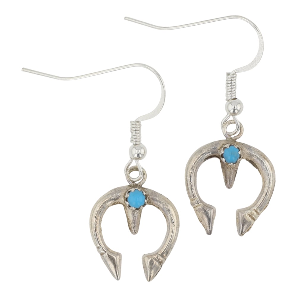 Navajo Kingman Turquoise Sandcast Earrings: Sterling Silver | Genuine Kingman Turquoise | Navajo Kingman Turquoise Sandcast Earrings | Navajo Native American Southwest Indian Jewelry | Good (no breaks or damages) | Approximate Weight: 2 Grams |