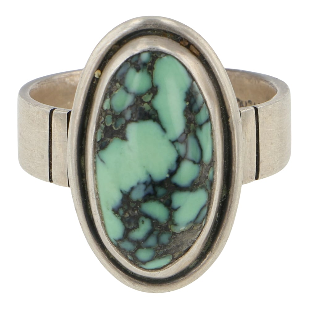 Navajo New Landers Chalcociderite Ring: Sterling Silver | Genuine New Landers | Navajo New Landers Chalcociderite Ring | Navajo Native American Southwest Indian Jewelry | Good (no breaks or damages) | Approximate Weight:?7Grams | Ring: 8