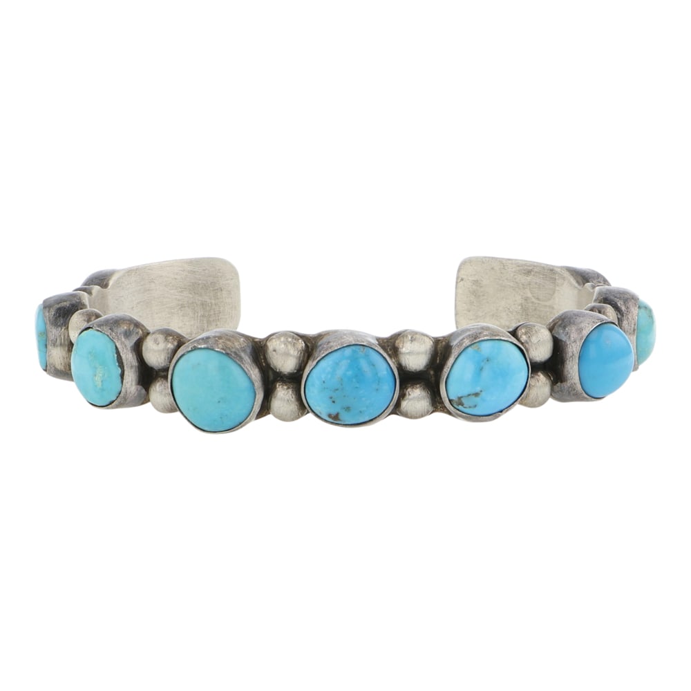 Nakai Navajo Southwest Shop Kingman Turquoise Bracelet: Sterling Silver | Genuine Kingman Turquoise | Nakai Navajo Southwest Shop Kingman Turquoise Bracelet | Navajo Native American Southwest Indian Jewelry | Good (no breaks or damages) | Approximate Weigh