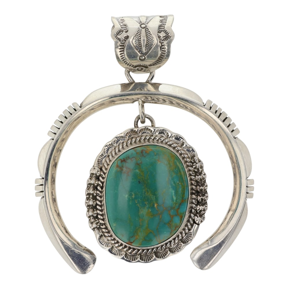 John Nelson Navajo Pilot Mountain Turquoise Naja Pendant (1 of 2)