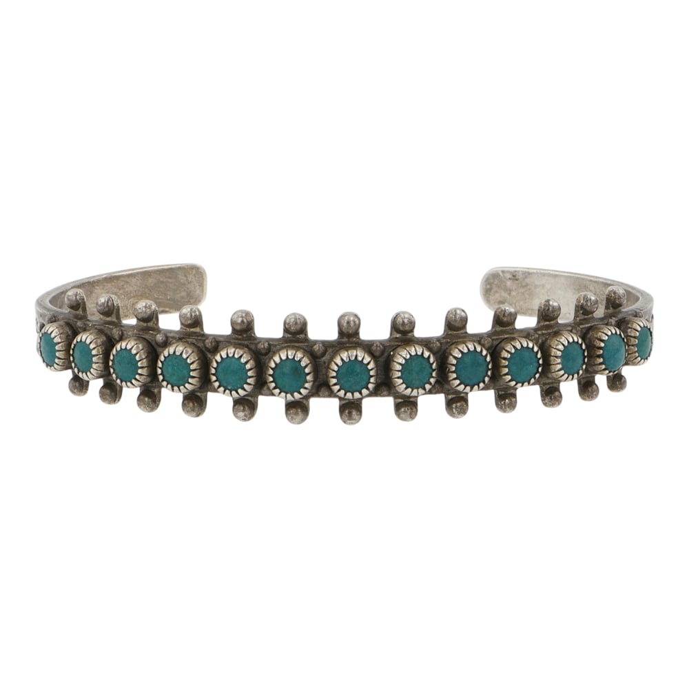 Vintage Fred Harvey Era Turuqoise Row Bracelet: Sterling Silver | Genuine Turquoise | Vintage Fred Harvey Era Turuqoise Row Bracelet | Navajo Native American Southwest Indian Jewelry | Good (no breaks or damages) | Approximate Weight: 13 Grams | Br