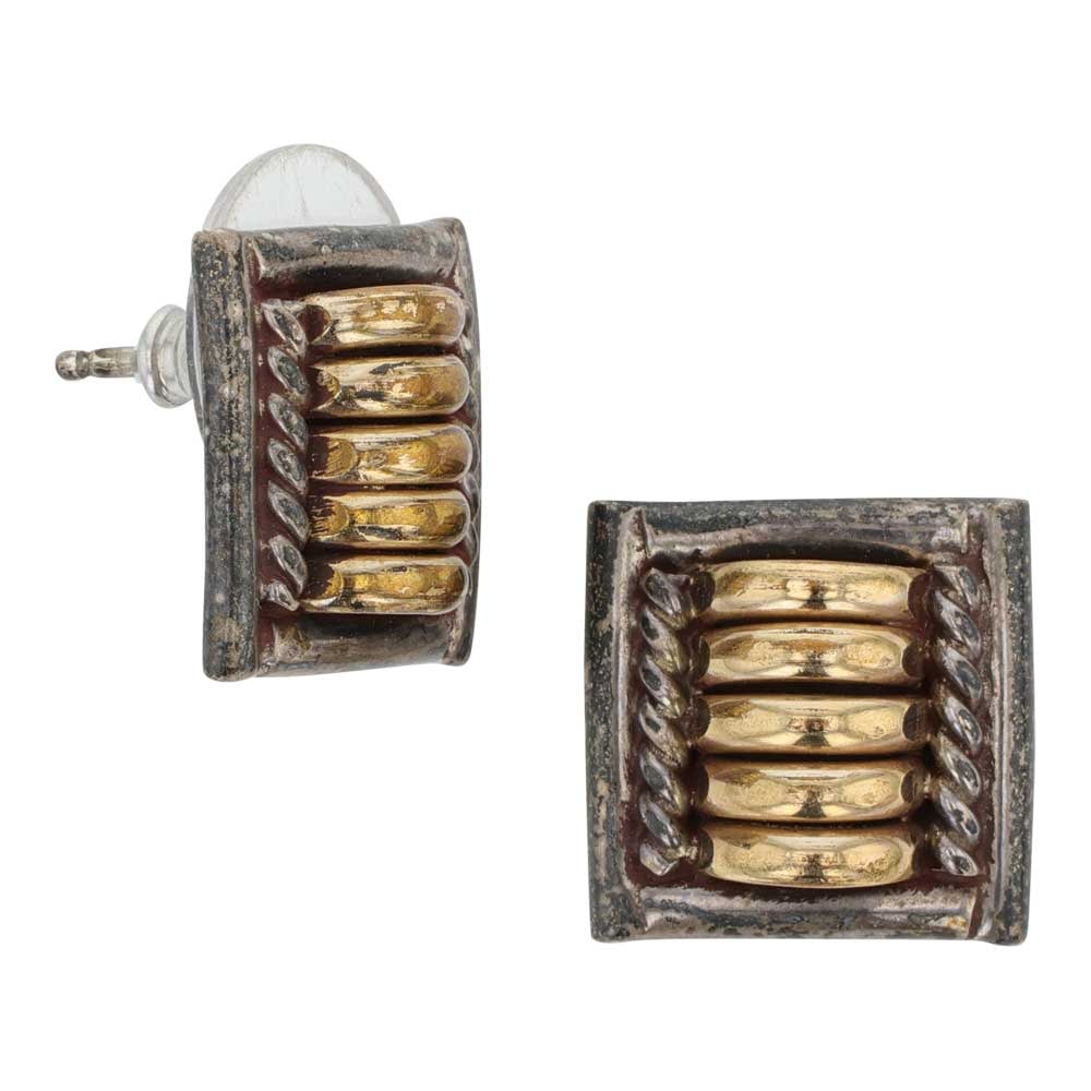 Navajo Sterling Silver & Gold Filled Earrings: Sterling Silver | | Navajo Sterling Silver & Gold Filled Earrings | Navajo Native American Southwest Indian Jewelry | Good (no breaks or damages) | Approximate Weight:?5Grams | Earrings: .5" x .5" eac