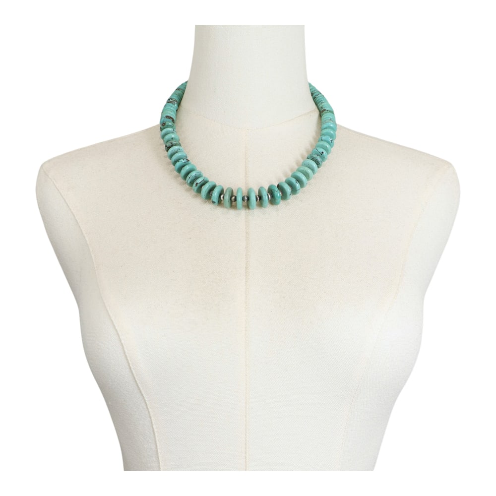 Navajo Turquoise & Oxidized Beads Necklace (1 of 3)