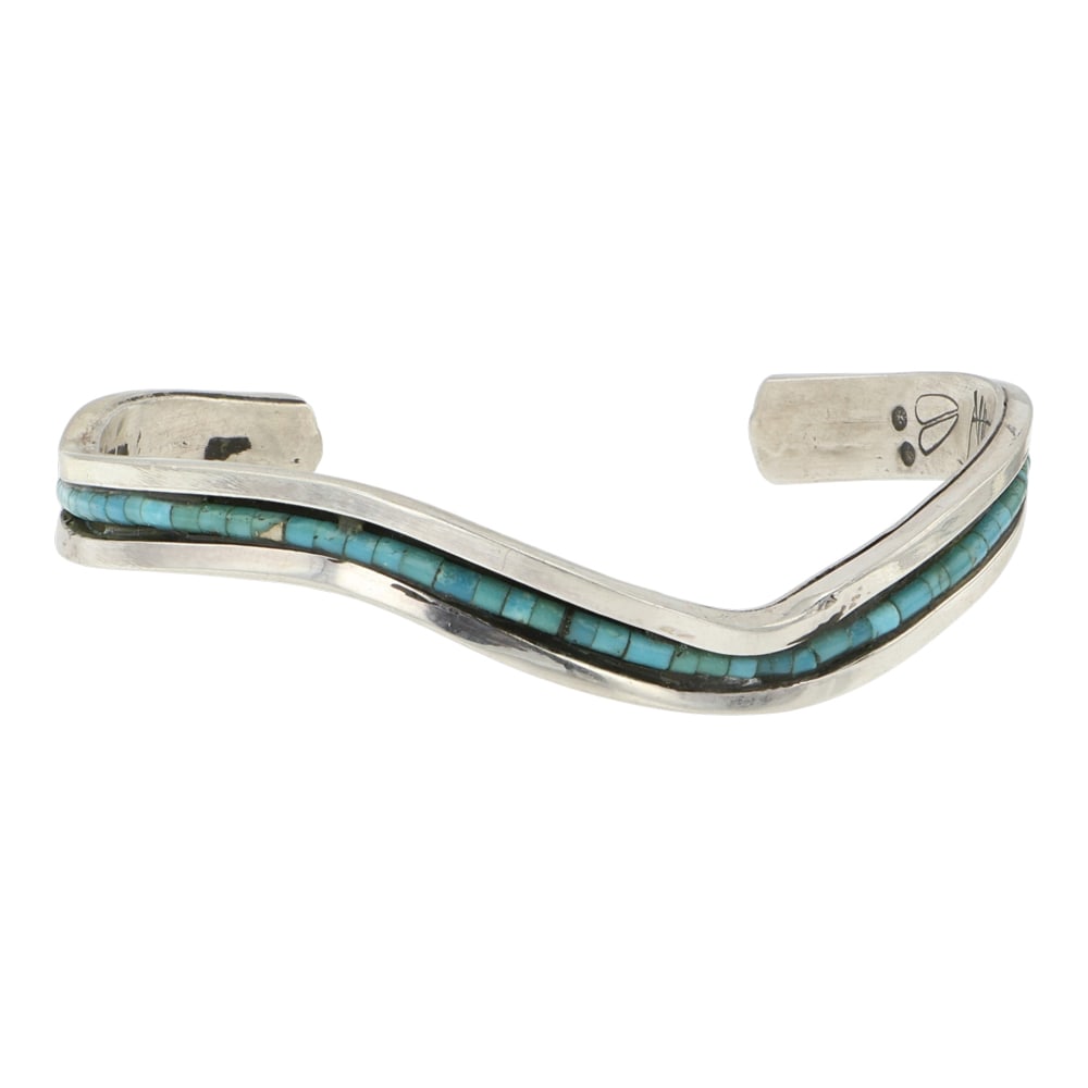 Alois Wagner (1963-2026) Award Winning Kewa Artist Nevada Turquoise Bracelet: Sterling Silver | Genuine Nevada Turquoise | Alois Wagner (1963-2026) Award Winning Kewa Artist Nevada Turquoise Bracelet | Kewa Native American Southwest Indian Jewelry | Good (no breaks or damages) 