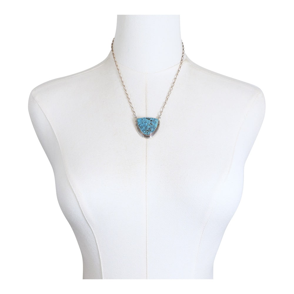 Sharon Francisco Navajo Spiderweb Kingman Turquoise Bar Necklace (1 of 4)