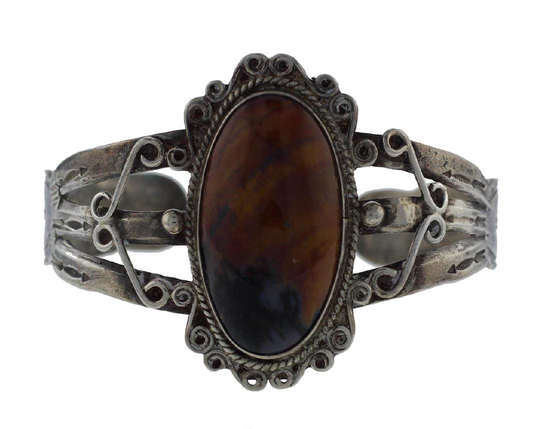 Sterling Silver  Stone Bracelet Navajo Native American (1 of 1)