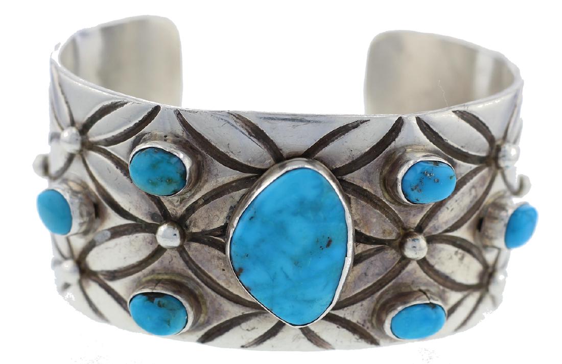 Sterling Silver  Turquoise Bracelet Navajo Native (1 of 1)
