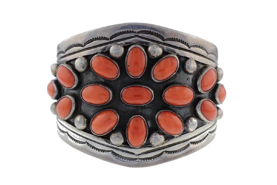 Sterling Silver  Coral Bracelet Navajo Native American (1 of 2)