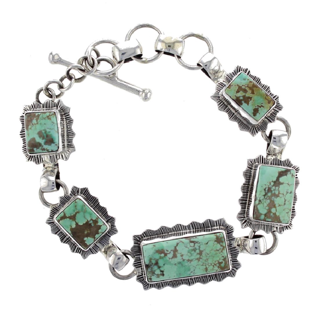 Sterling Silver  Link Turquoise Bracelet Navajo Native (1 of 1)