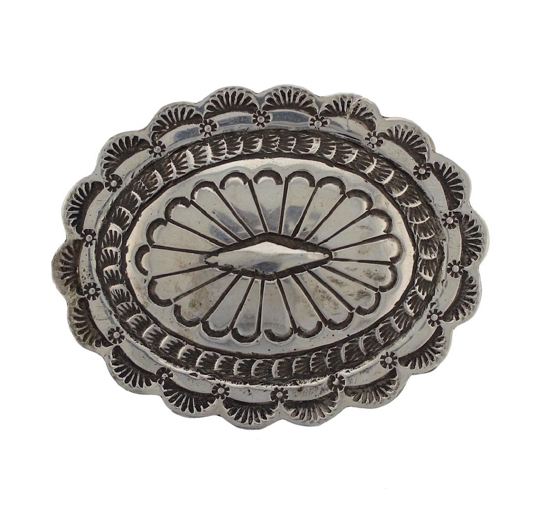 Sterling Silver Cast Belt Buckle Navajo Native American (1 of 1)