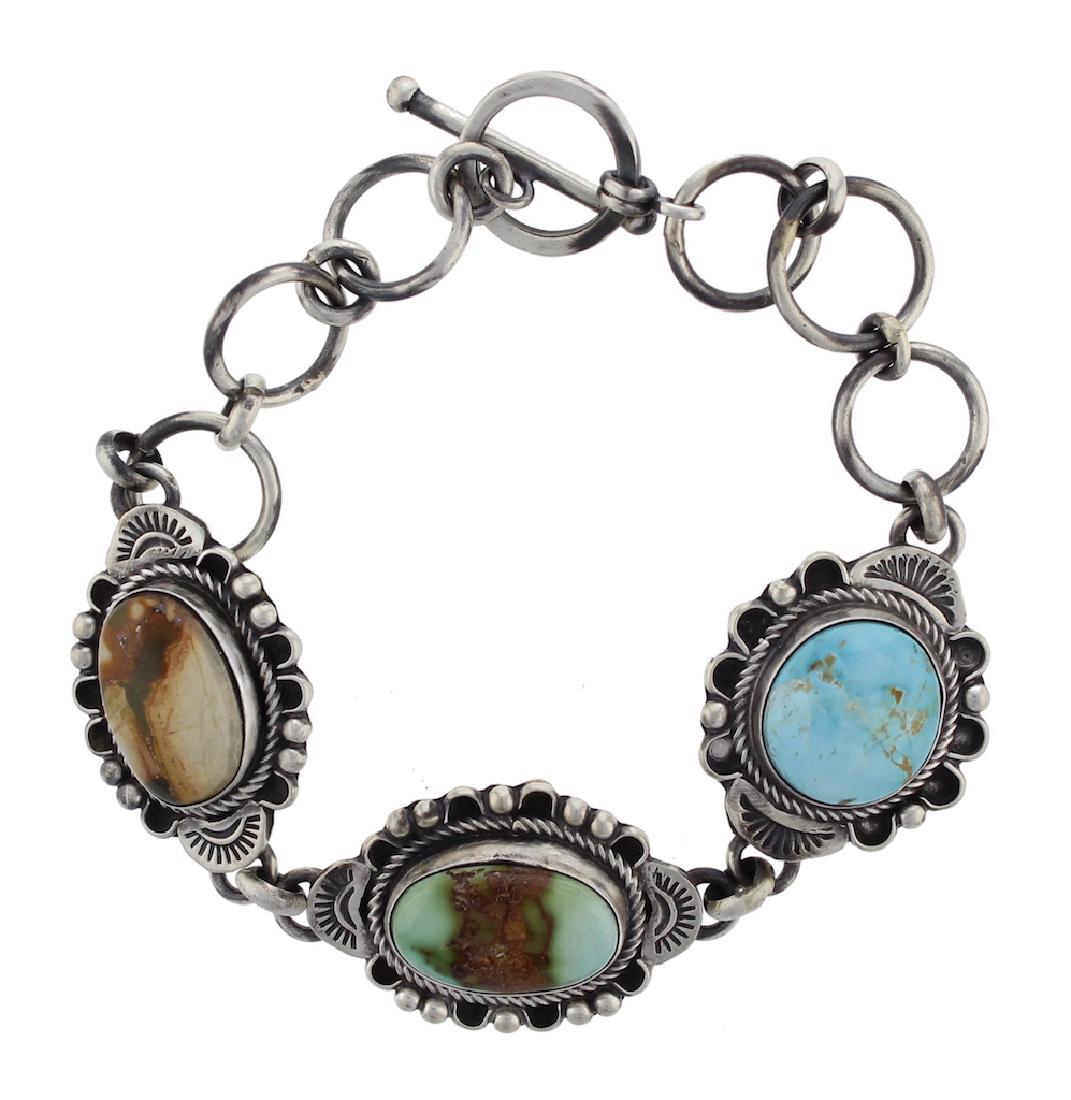 Sterling Silver  Royston Turquoise Link Bracelet Navajo (1 of 1)
