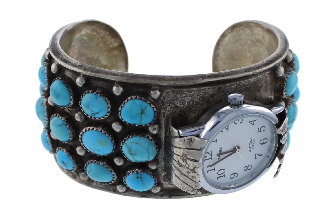 Sterling Silver  Turquoise Watch Bracelet Navajo Native (1 of 3)