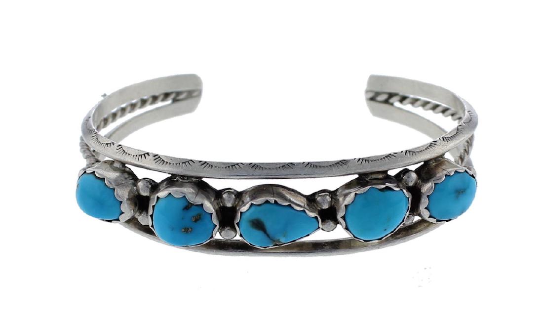 Sterling Silver  Turquoise Bracelet Navajo Native (1 of 1)