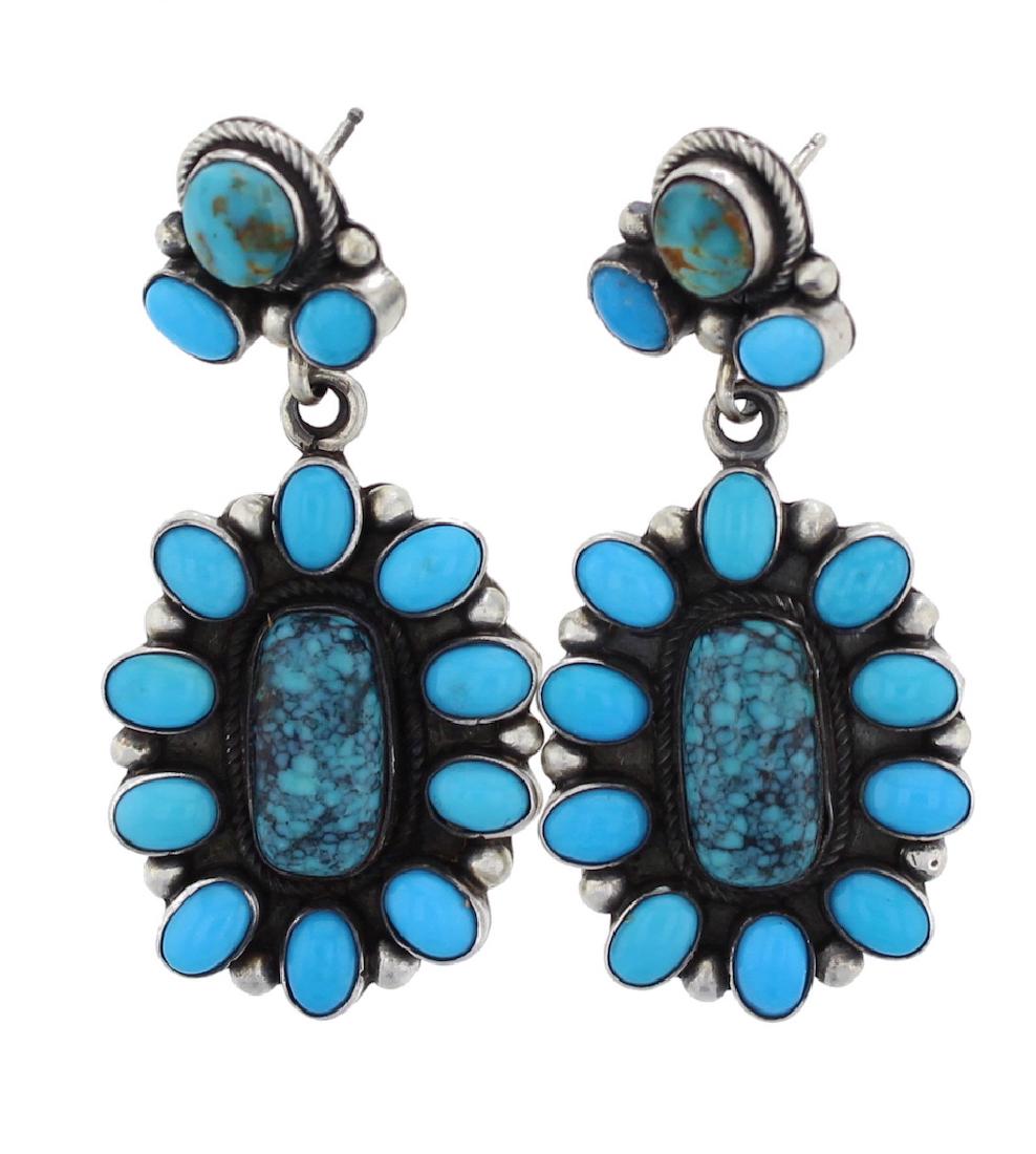 Sterling Silver  Turquoise Earrings Navajo Native (1 of 1)