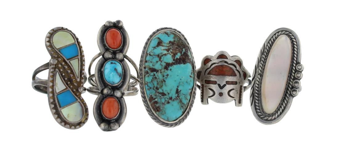 Sterling Silver  Multi Stone Vintage Ring Lot of 5 (1 of 1)