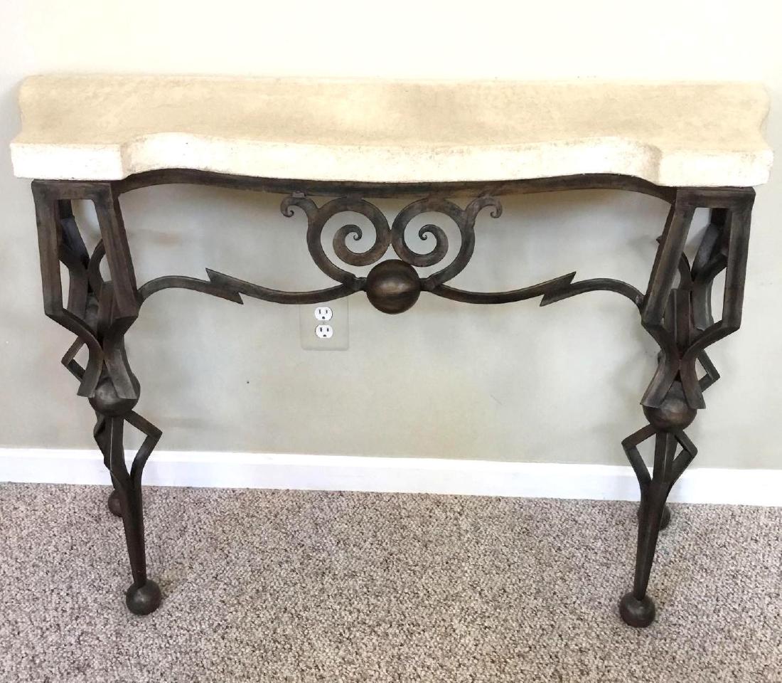 Century Furniture metal console table with stone top (1 of 6)