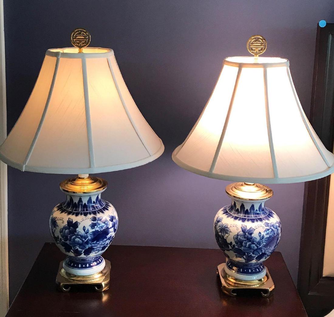 Pair of blue and white lamps (1 of 6)