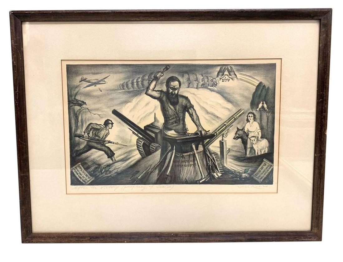 Saul Rabino Figurative Print - AFTER THE VICTORY,: Saul Rabino Figurative Print - AFTER THE VICTORY, PROPHECY OF ISAIAH, WPA 19Ã¢€Â x 24Ã¢€Â H **Age appropriate condition, as seen in photos