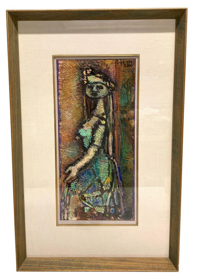 David Zak (Polish-Israeli b.1904) Mixed Media: David Zak (Polish-Israeli b.1904) Mixed Media, Signed and Framed 17Ã¢€Â x 26Ã¢€Â H **Age appropriate condition, as seen in photos