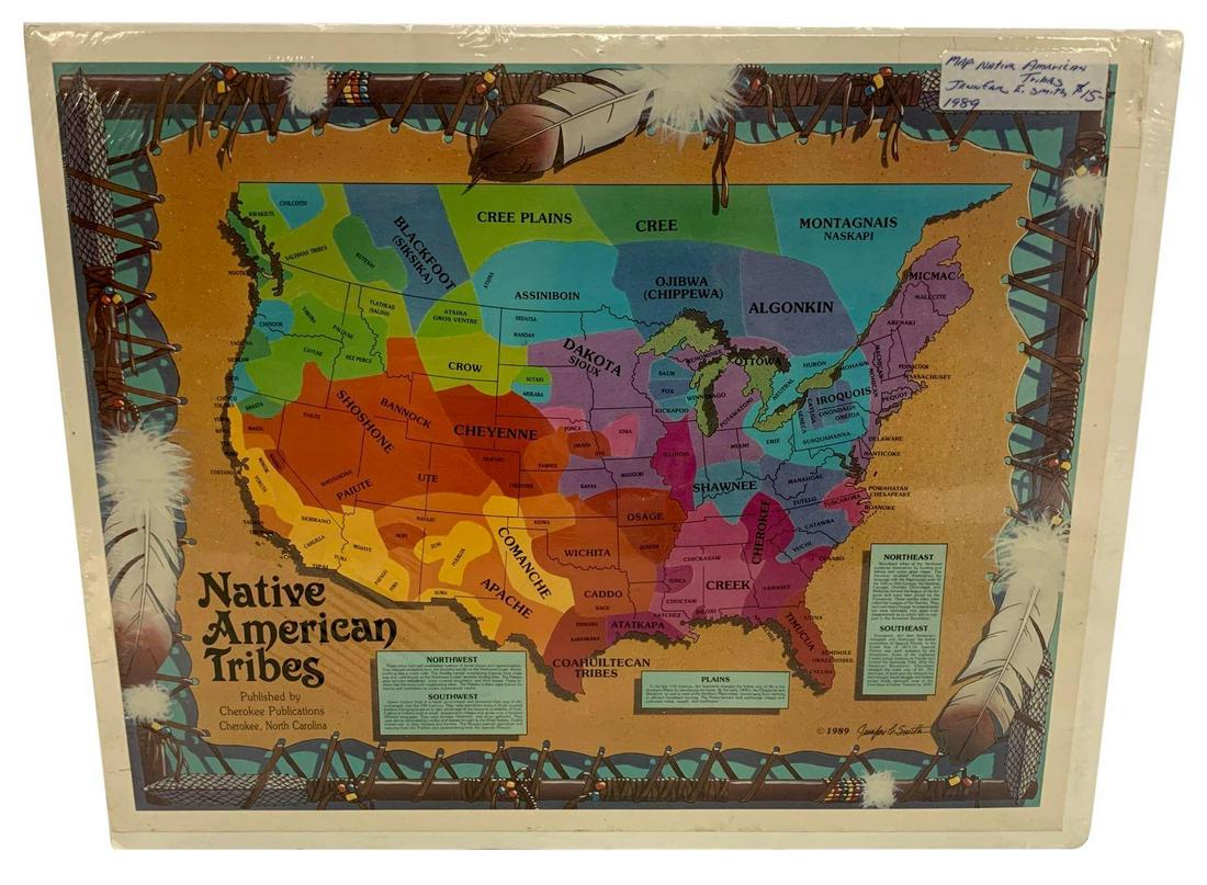 Jennifer Smith Native American Tribes Map Print 1989 US: Jennifer Smith Native American Tribes Map Print 1989 US And Canada 16Ã¢€Â x 19Ã¢€Â H **Age appropriate condition, as seen in photos