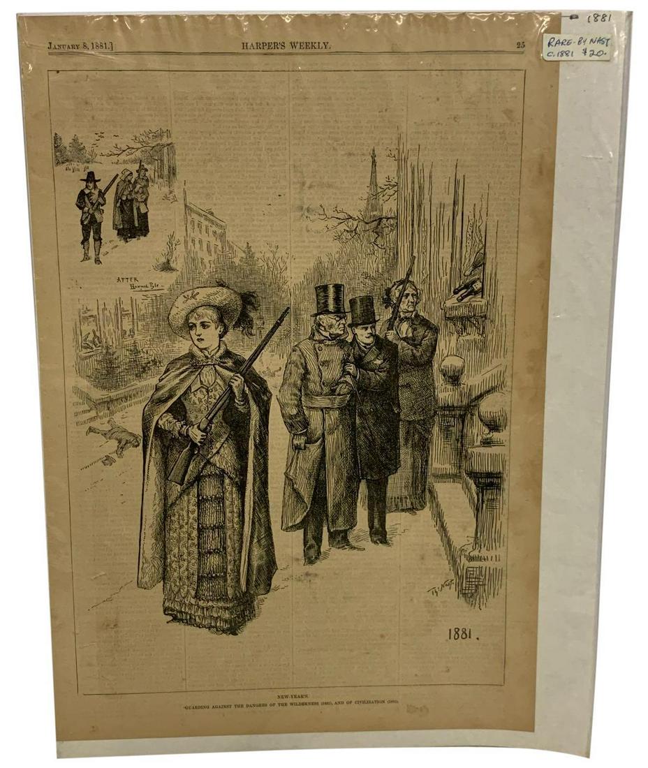 Harper's Weekly Engraving, January 8, 1881: Harper's Weekly Engraving, January 8, 1881 11Ã¢€Â x 15Ã¢€Â H **Age appropriate condition, as seen in photos