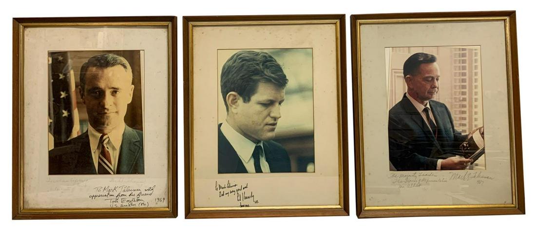 3 Congressional Photographs w/ Signed Ted Kennedy: 3 Congressional Photographs w/ Signed Ted Kennedy Set of three Frame 18Ã¢€Â x 22Ã¢€Â H **Age appropriate condition, as seen in photos