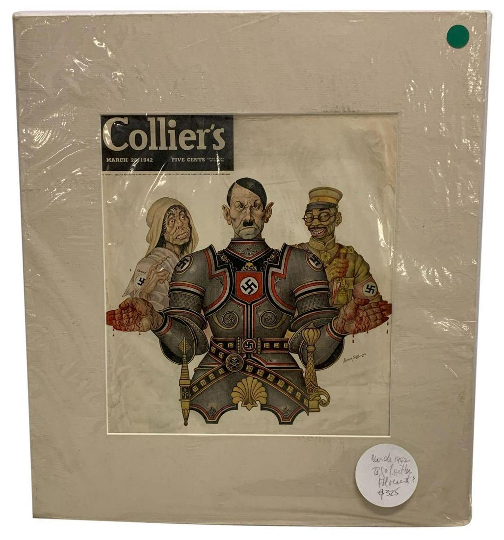 Collier's March 28, 1942 Hitler Cover by Arthur Szyk: Collier's March 28, 1942 Hitler Cover by Arthur Szyk 10Ã¢€Â x 11Ã¢€Â H **Age appropriate condition, as seen in photos