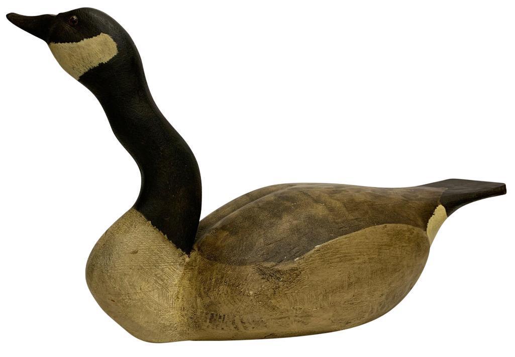 Carved Goose Decoy by Mark Buck. Signed And Dated 1988: Carved Goose Decoy by Mark Buck. Signed And Dated 1988 10 x 23 x 14"H