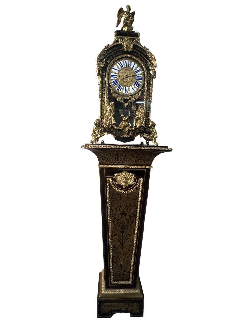 Boulle Style Mantel Clock with Decorative Pedestal StandLouis XIV Style Gilt Bronze-Mounted Boulle (1 of 18)