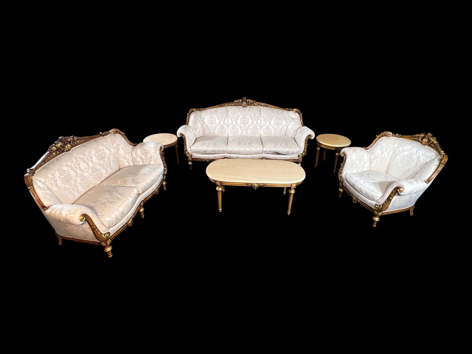 $24,700+ Italian Custom-Commissioned Louis XV Style Parcel-Gilt 3 Piece Set, Hand-Carved Salon Suite (1 of 20)