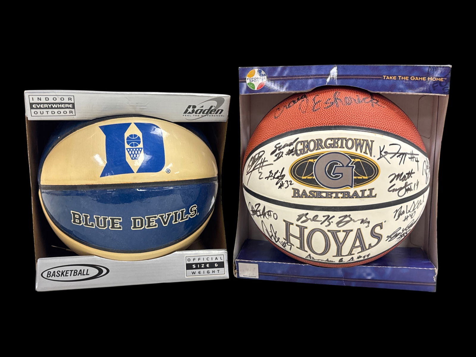Collegiate Basketball Pair Duke Blue Devils and Signed Georgetown Hoyas (1 of 6)