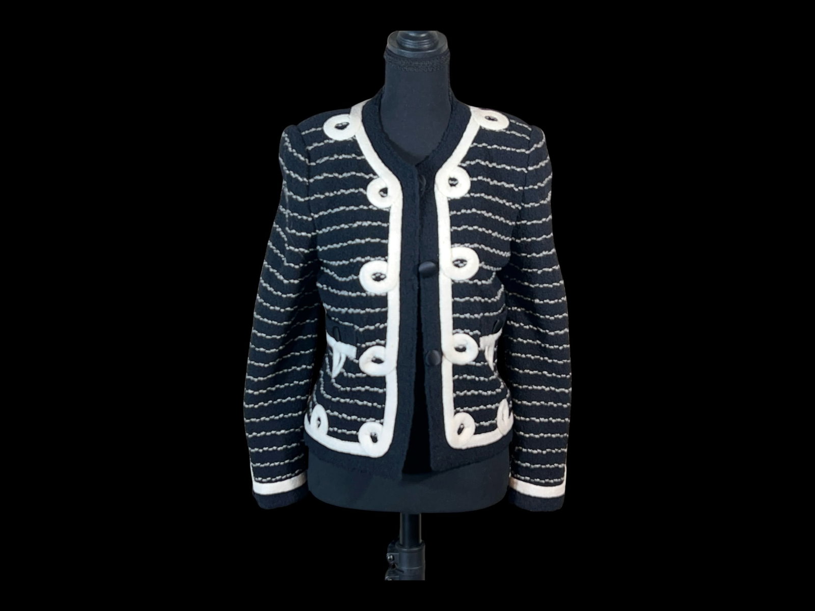 Adolfo New York Bouclé Knit Jacket with Contrast Trim, Late 20th Century (1 of 5)