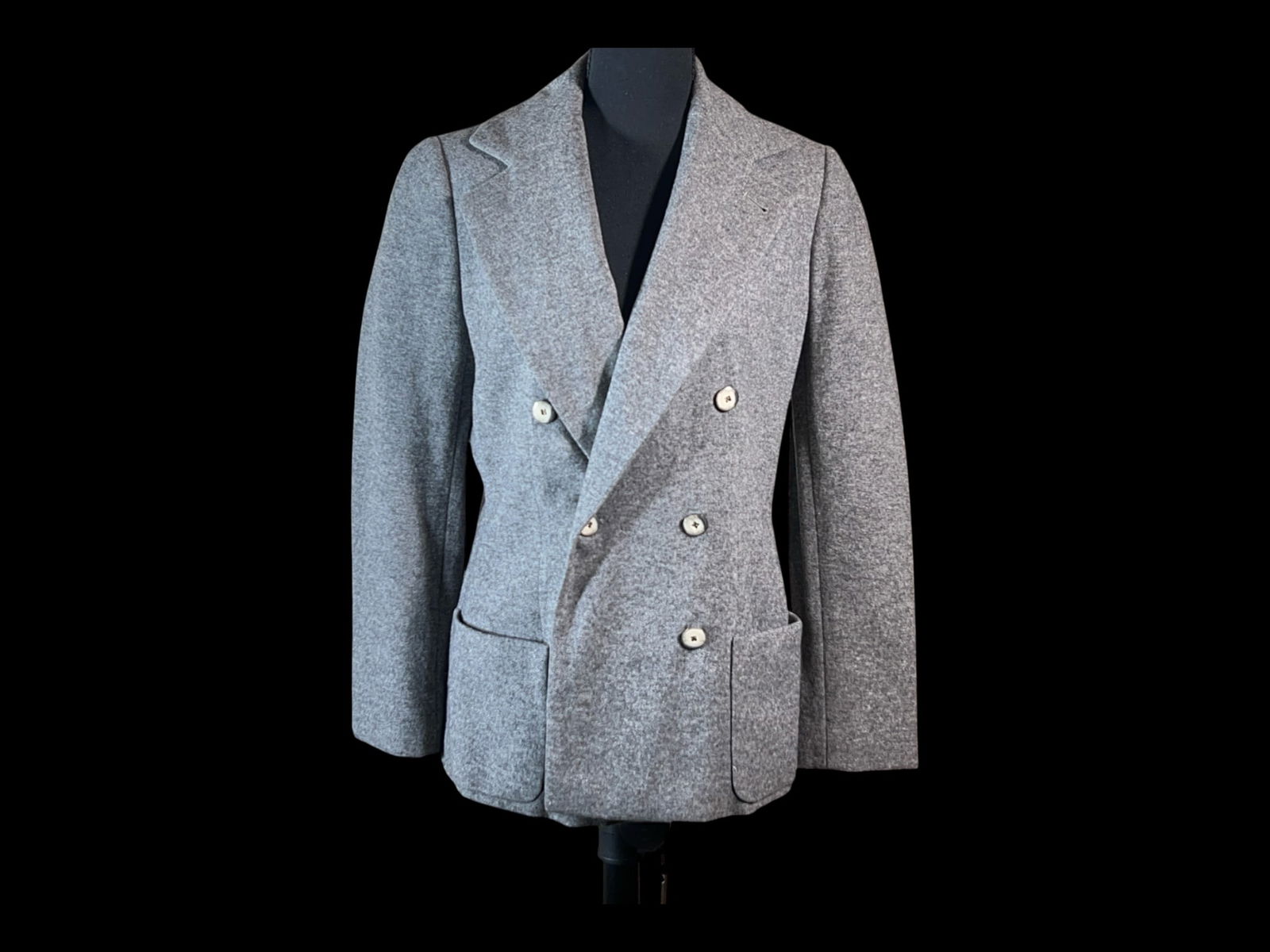 Bill Blass Gray Wool Double-Breasted Blazer, US Size 10 (1 of 6)