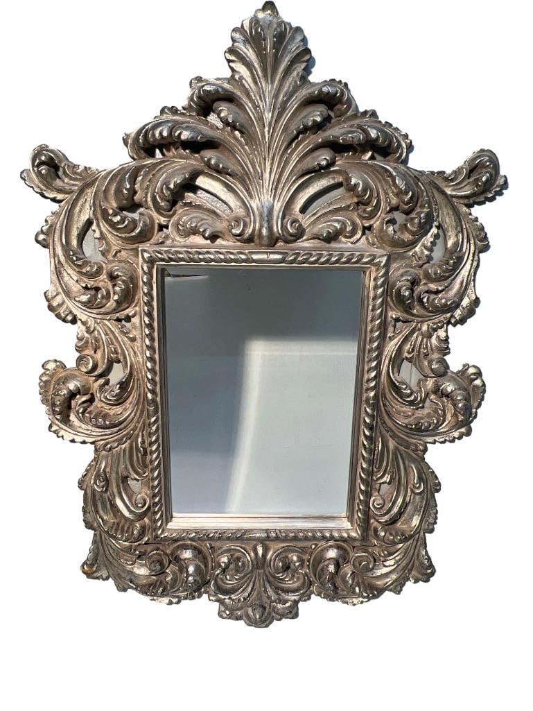 Italian Baroque Silver Gilt Mirror with Acanthus Crest (1 of 7)