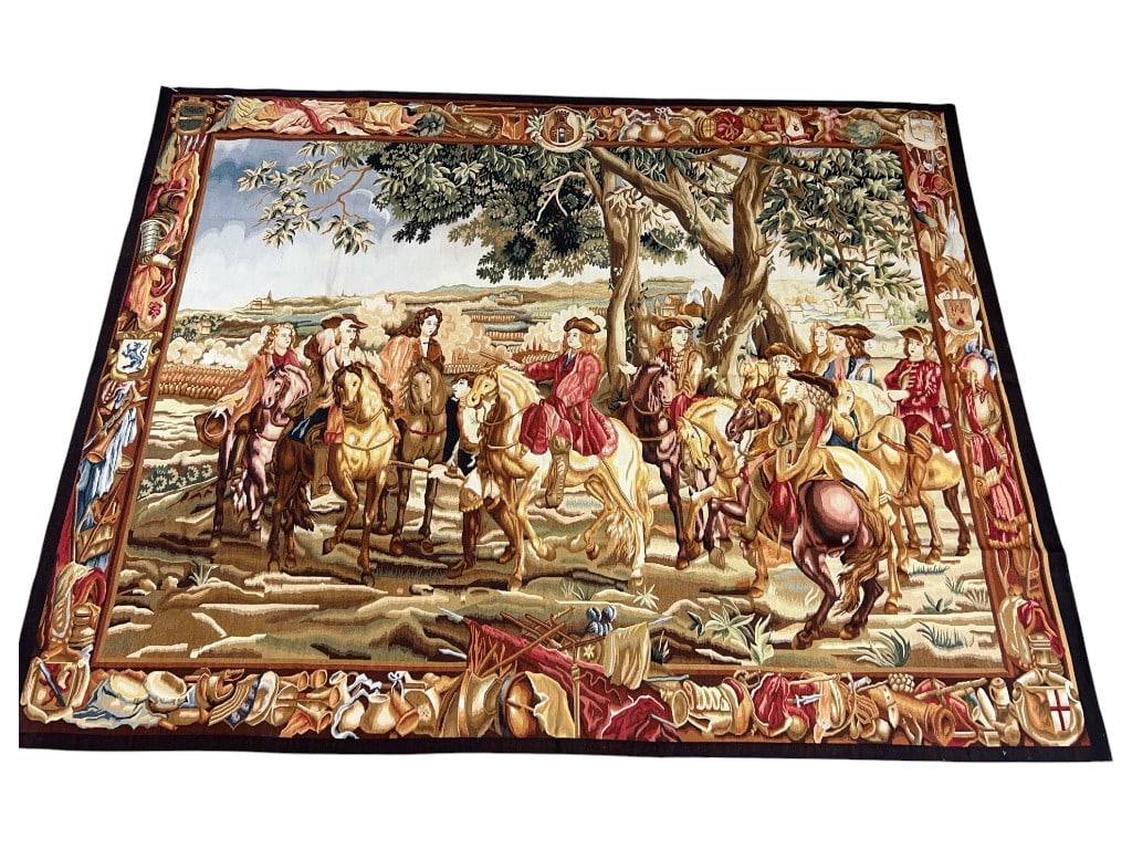 $12,500 Fine Hand-Woven Wool Tapestry After Adam Frans van der Meulen Royal Equestrian Scene in the  (1 of 7)