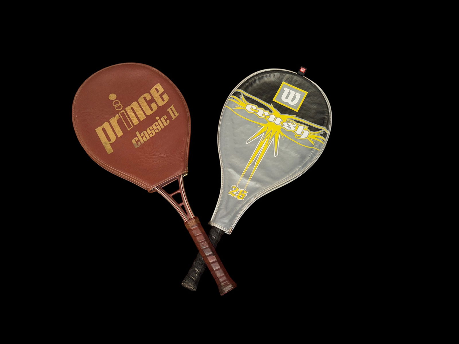 Pair of Vintage Tennis Rackets: Prince Classic II and Wilson Crush 26, 27" (1 of 2)