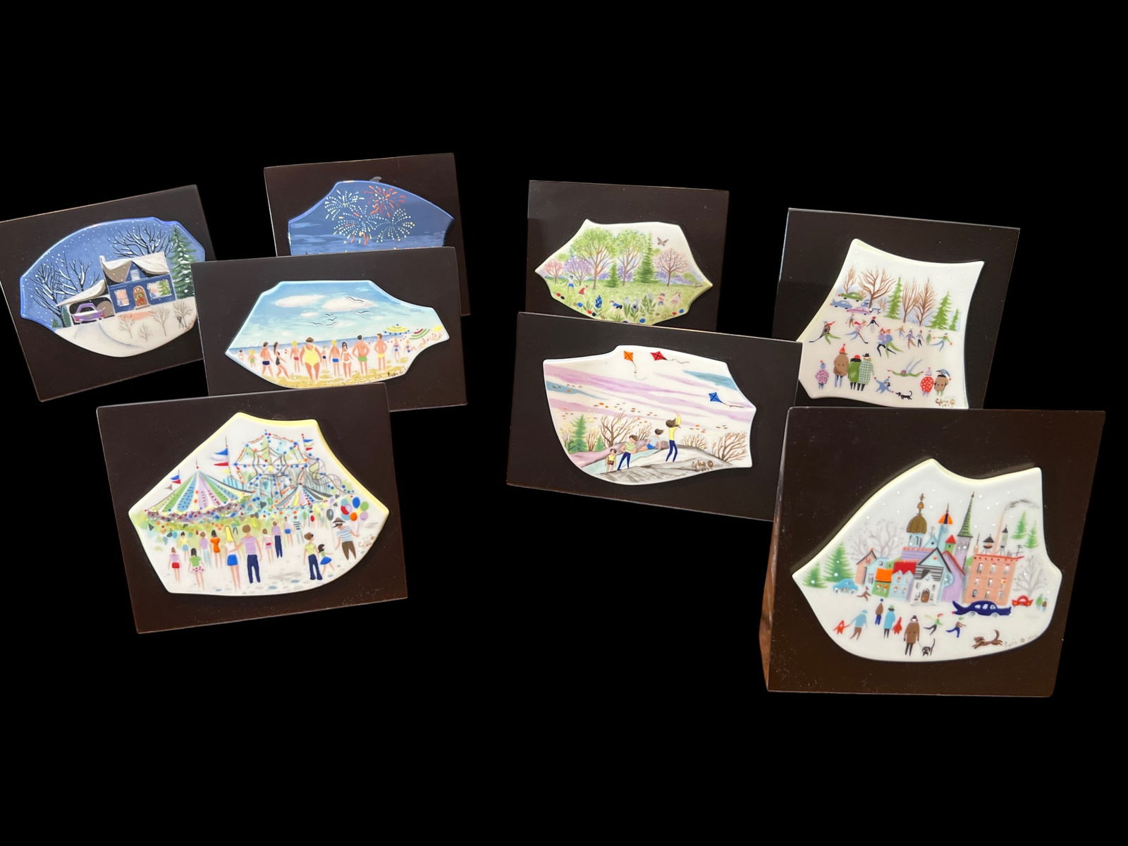 Collection of Eight Cybis Porcelain Folk Art Plaques with Seasonal Americana Scenes, Trenton, NJ, 6" (1 of 10)