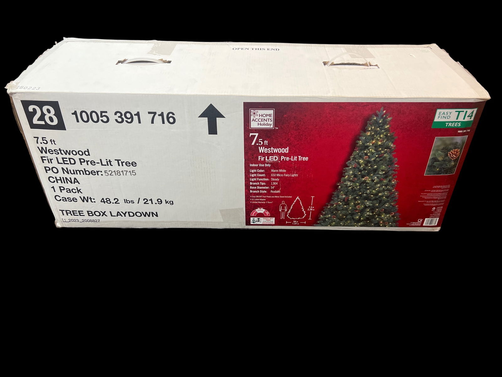 Home Accents Holiday 7.5 ft Westwood Fir LED Pre-Lit Artificial Christmas Tree in Original Box, 7.5  (1 of 4)