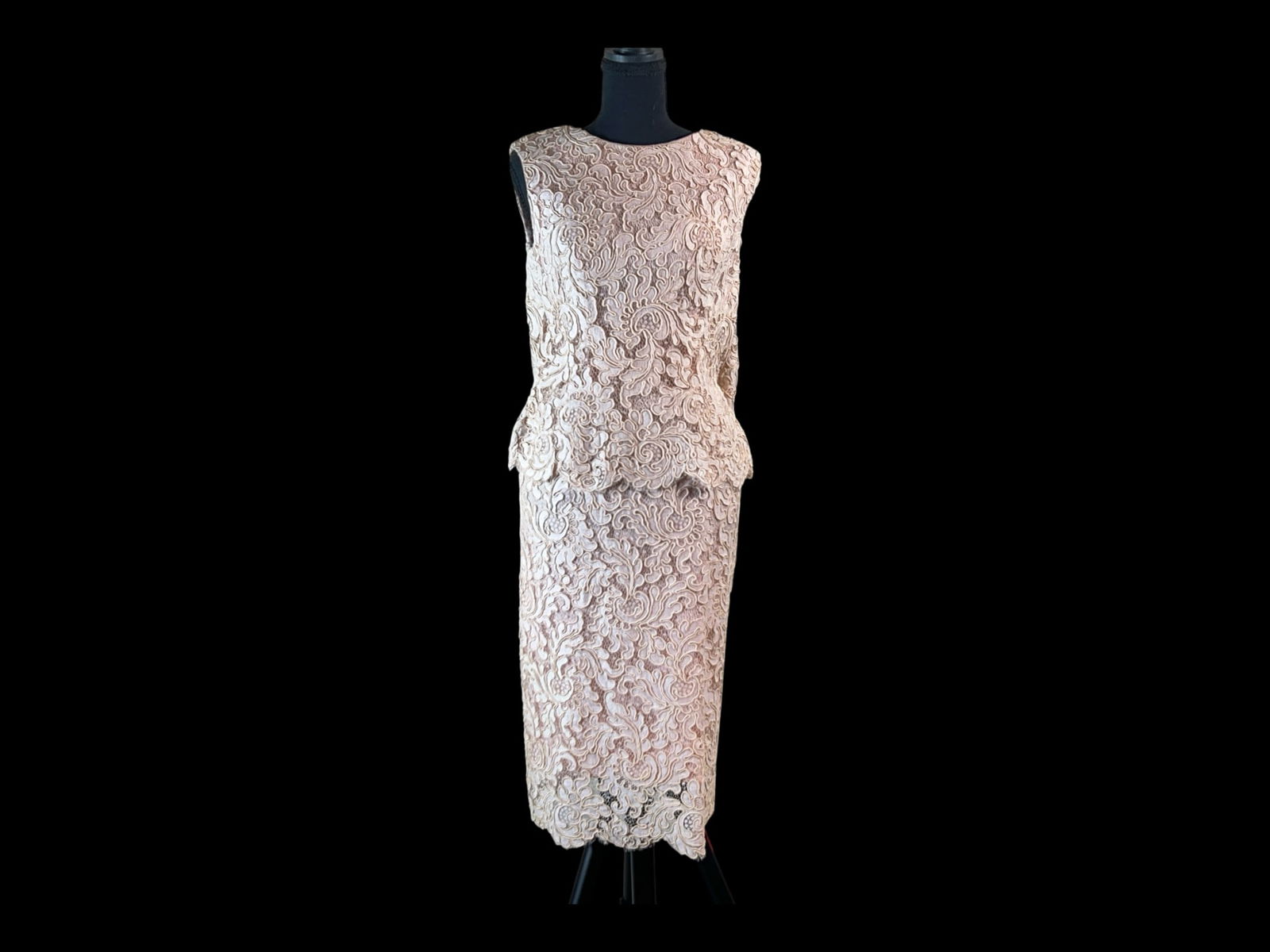 Dick Eastwood for Robert Goldberg, Rizik Bros. Washington â Blush Corded Lace Sheath Dress (1 of 11)