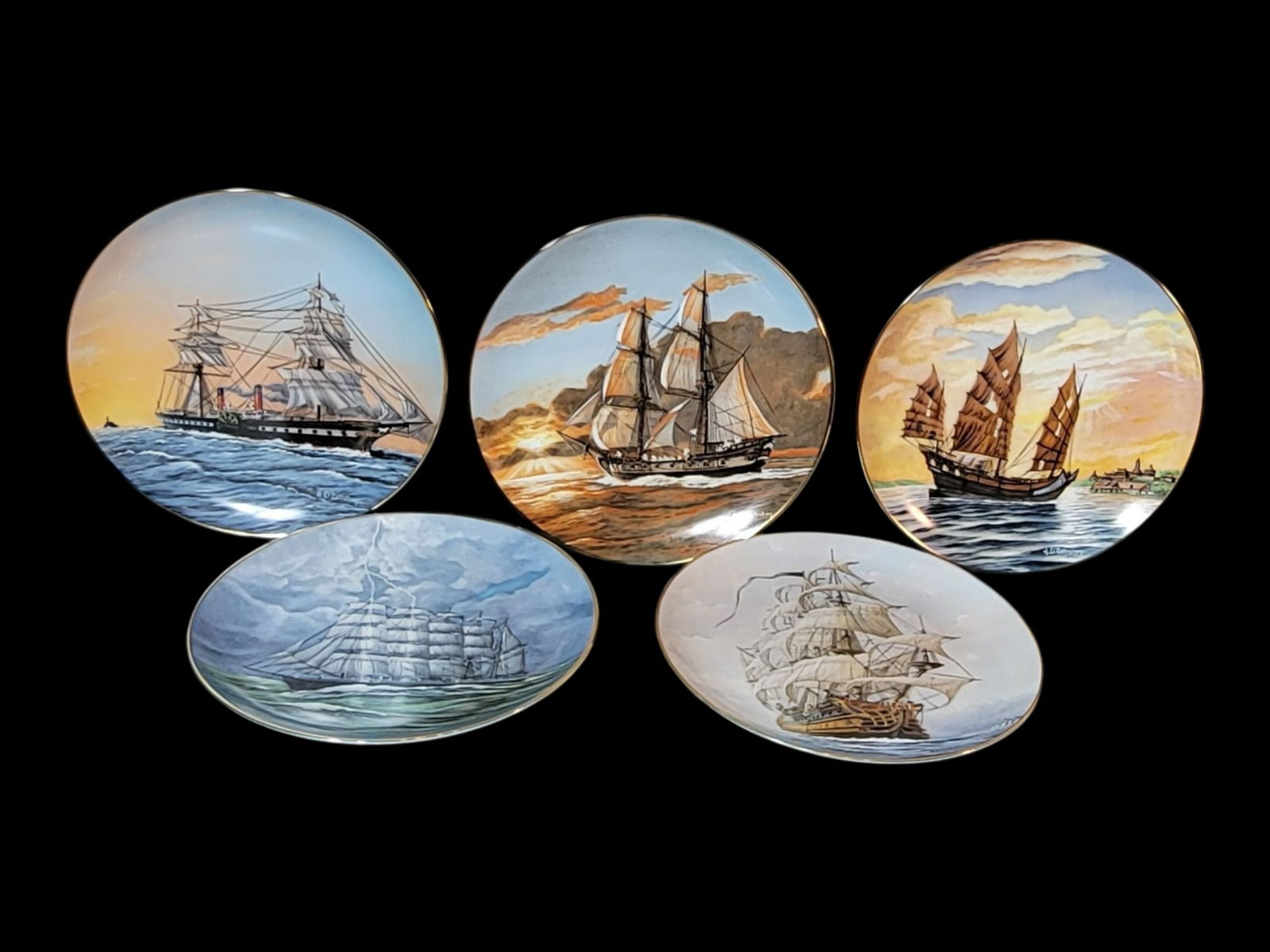 Royal Cornwall "Legendary Ships of the Seas" Limited-Edition Porcelain Cabinet Plates, A.D. Estrehan (1 of 20)