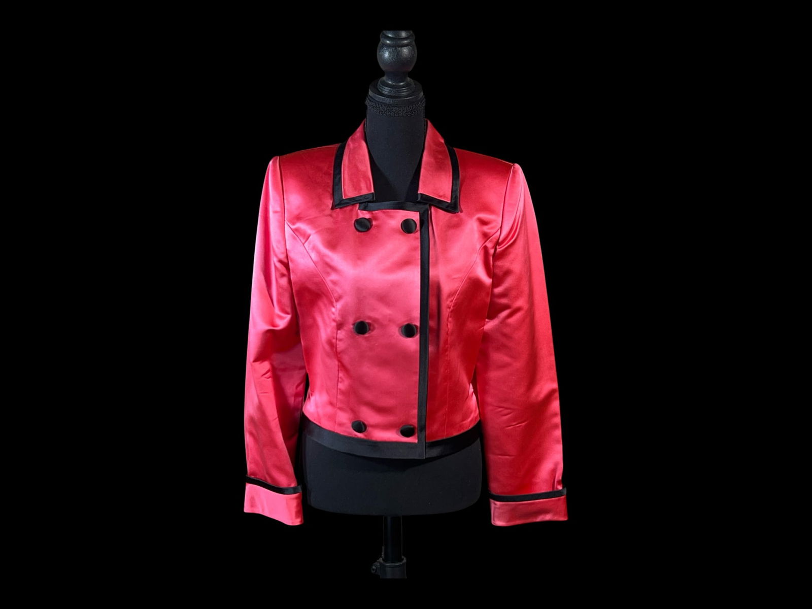 Kwon Suk In Fashion Designs, McLean, Virginia, Red Satin Double-Breasted Evening Jacket (1 of 5)