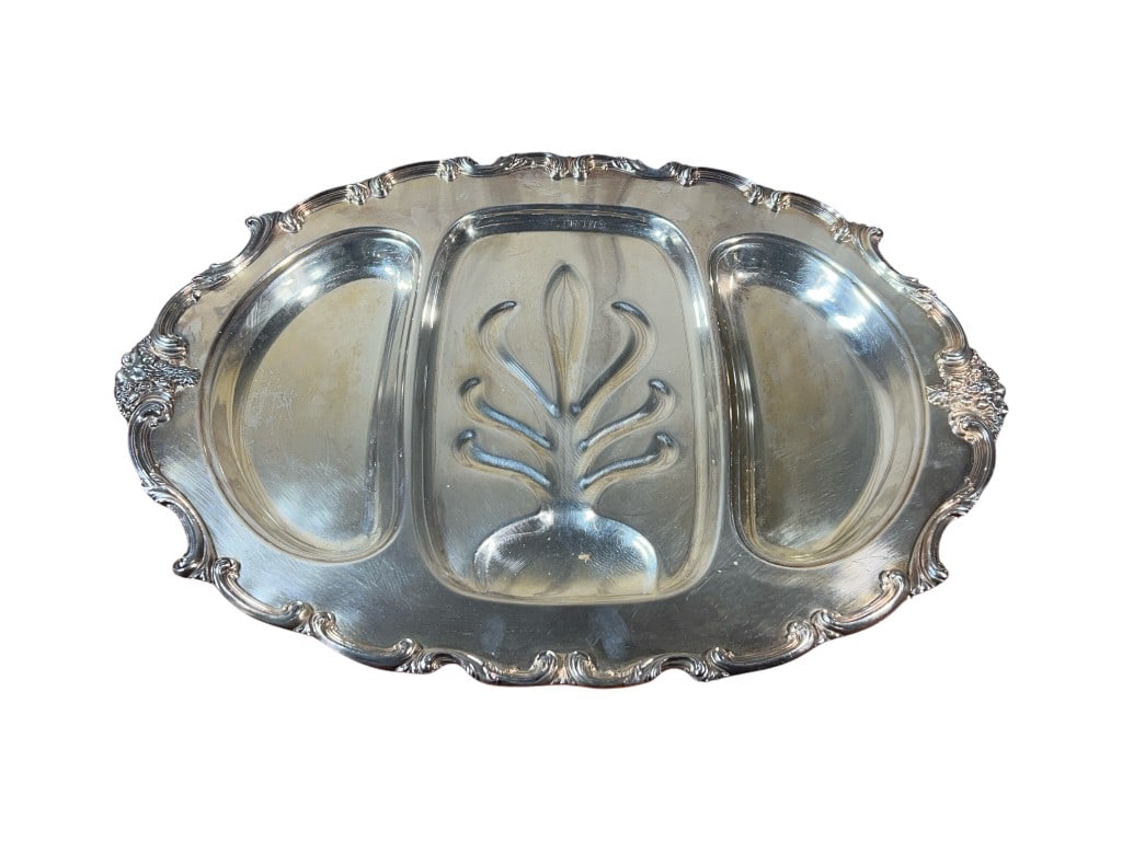 WMF Silver-Plated Divided Serving Platter with Lobster Motif (German, marked), 2"H (1 of 7)