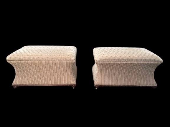 Cream Bombay Curved Storage Upholstered Ottoman, Pair (1 of 4)