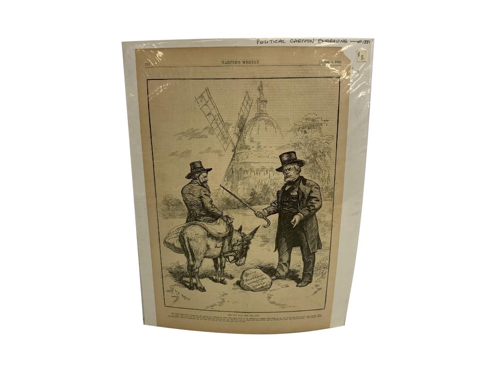 Harper's Weekly Political Cartoon Wood Engraving (after Thomas Nast), 'Schurz Quijote' (1 of 1)