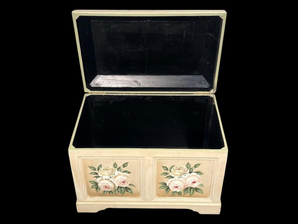 Large Hand-Painted Rose Decorated Storage Chest - 2