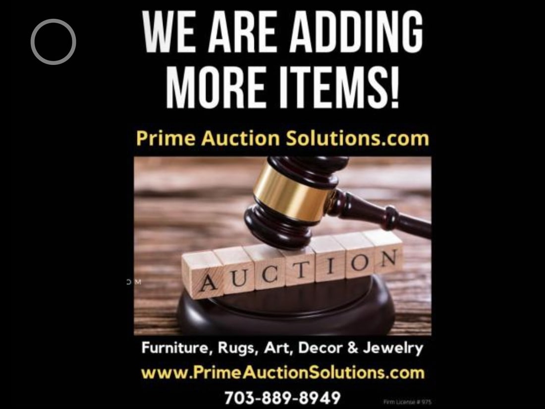 See All Upcoming Auctions. New Items Are Being Added. Check Back!: CLICK HERE TO REGISTER FOR AUCTION UPDATES, ANNOUNCEMENTS AND TO SEE ALL CURRENT AUCTIONS! Receive auction updates and be in the know of upcoming events. Register for our next auctions. Call 703.889.8